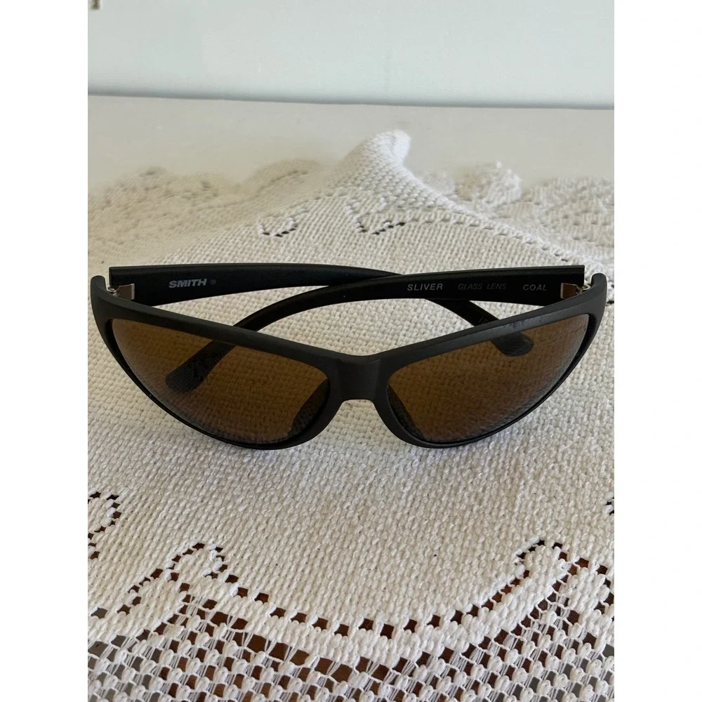 Vintage Smith Sliver Sunglasses Coal Matte Black Brown Glass Lens.Italy. Sport